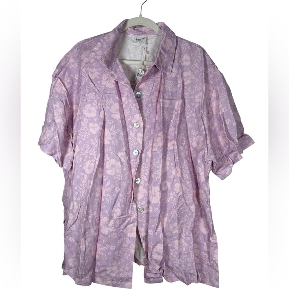 Kulani Kinis Relaxed Linen Button Front Shirt - Picture 3 of 10